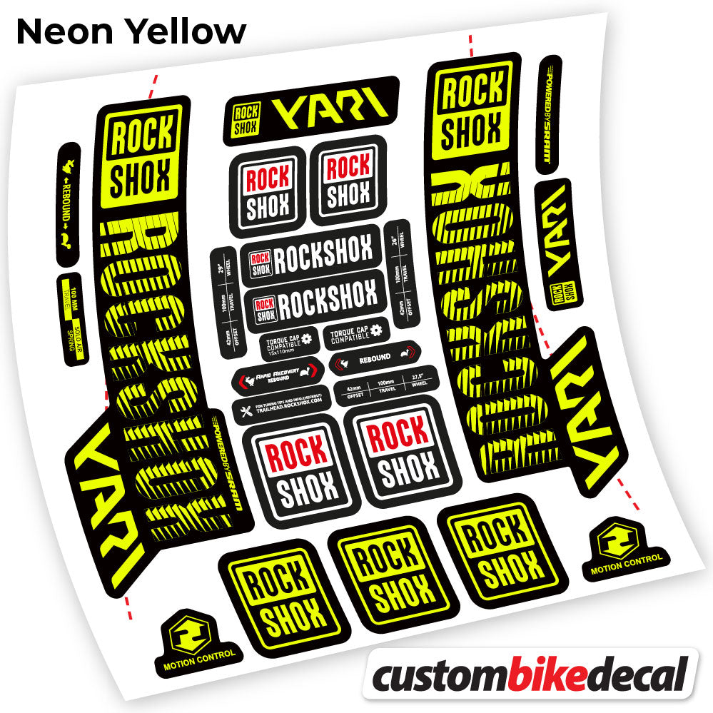 Neon Yellow decal for Rock Shox Yari 2018 fork – bike sticker vinyl