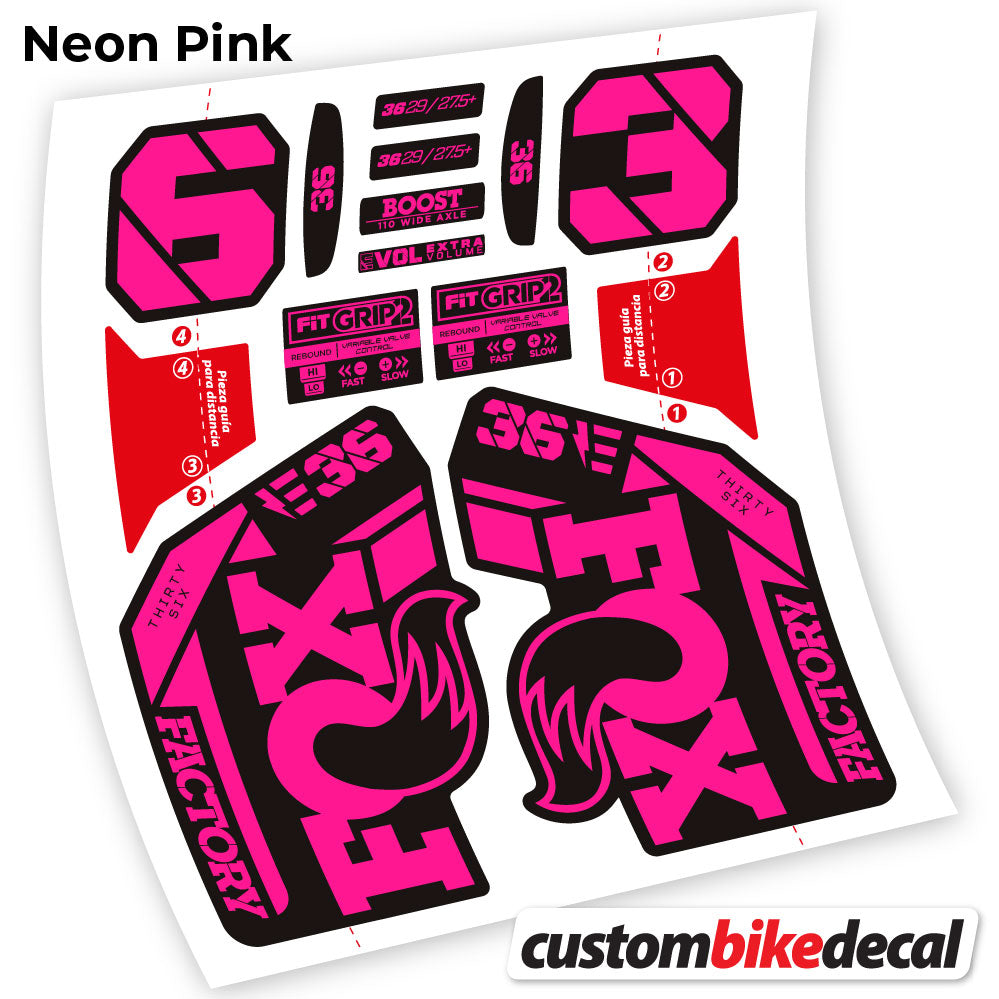 Neon Pink decal for Fox E-Bike Factory 2021 fork – bike sticker vinyl