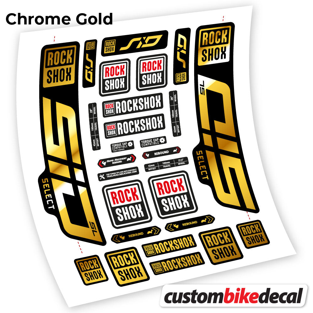 Chrome Gold decal for Rock Shox Sid Select SL 2021 fork 29" – bike sticker vinyl