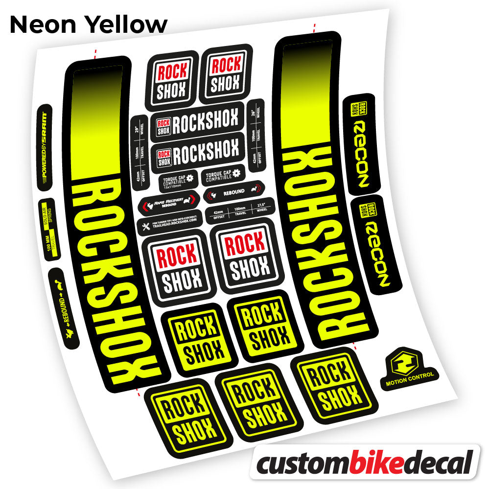 Neon Yellow decal for Rock Shox Recon 2021 fork – bike sticker vinyl
