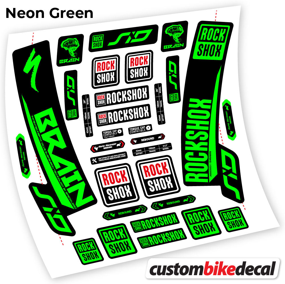 Neon Green decal for Rock Shox Sid Brain 2018 fork – bike sticker vinyl