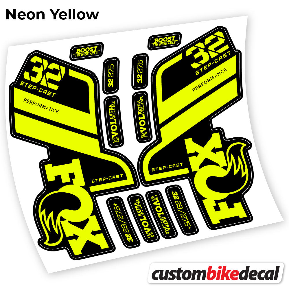 Neon Yellow decal for Fox 32 SC Performance Step Cast 2021 fork – bike sticker vinyl
