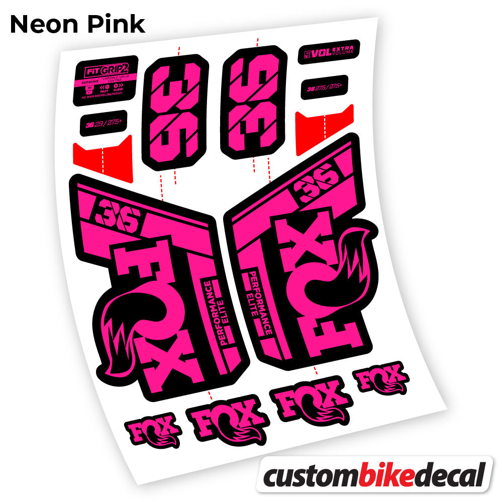 Neon Pink decal for Fox 36 Performance Elite 2021 fork – bike sticker vinyl