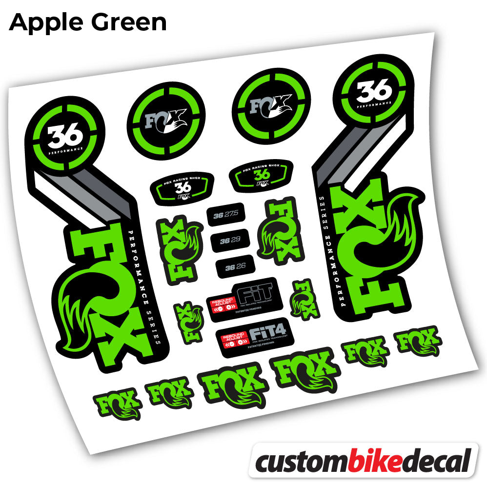Apple Green decal for . Fox 36 Performance 2016 fork – bike sticker vinyl