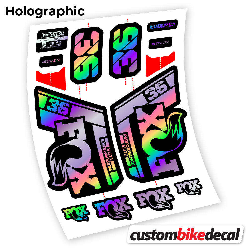 Hollographic decal for Fox 36 Performance Elite 2021 fork – bike sticker vinyl