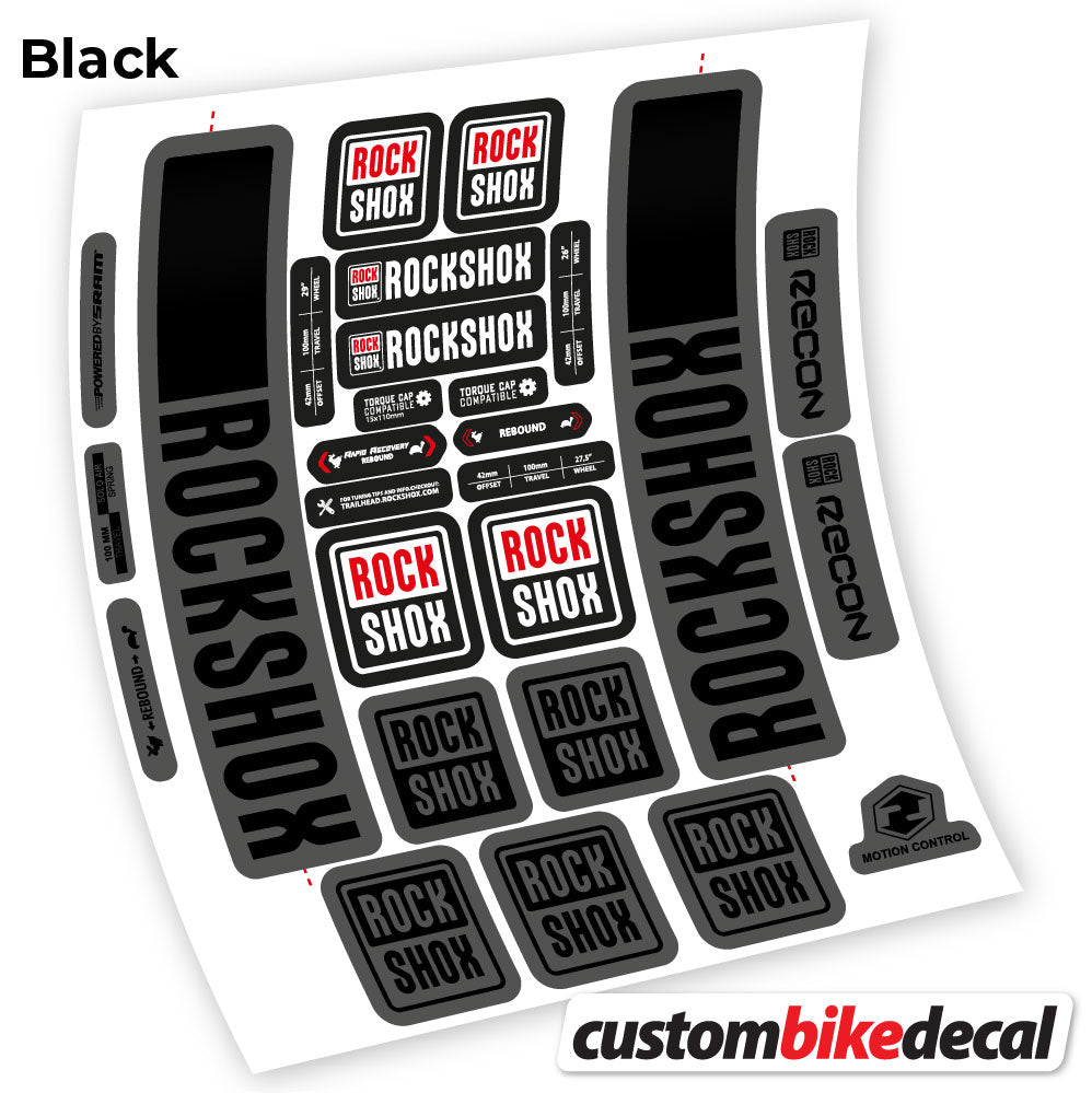 Matte Black+Gloss Black decal for Rock Shox Recon 2021 fork – bike sticker vinyl