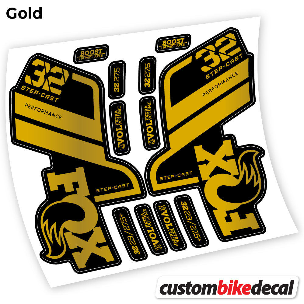 Gold decal for Fox 32 SC Performance Step Cast 2021 fork – bike sticker vinyl