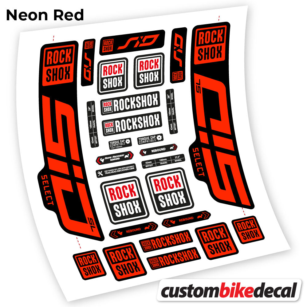Neon Red decal for Rock Shox Sid Select SL 2021 fork 29" – bike sticker vinyl