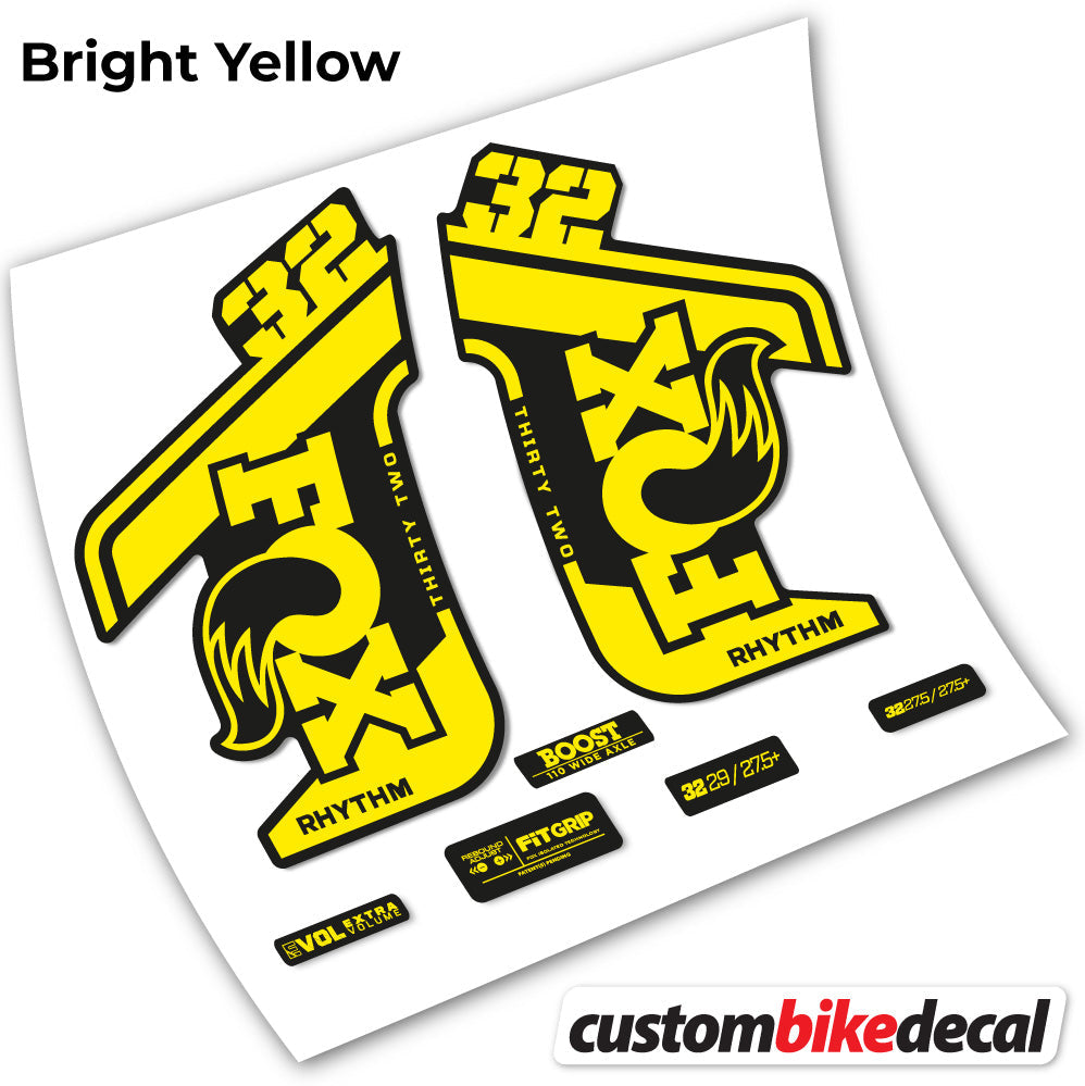 Yellow decal for Fox Rhythm fork – bike sticker vinyl