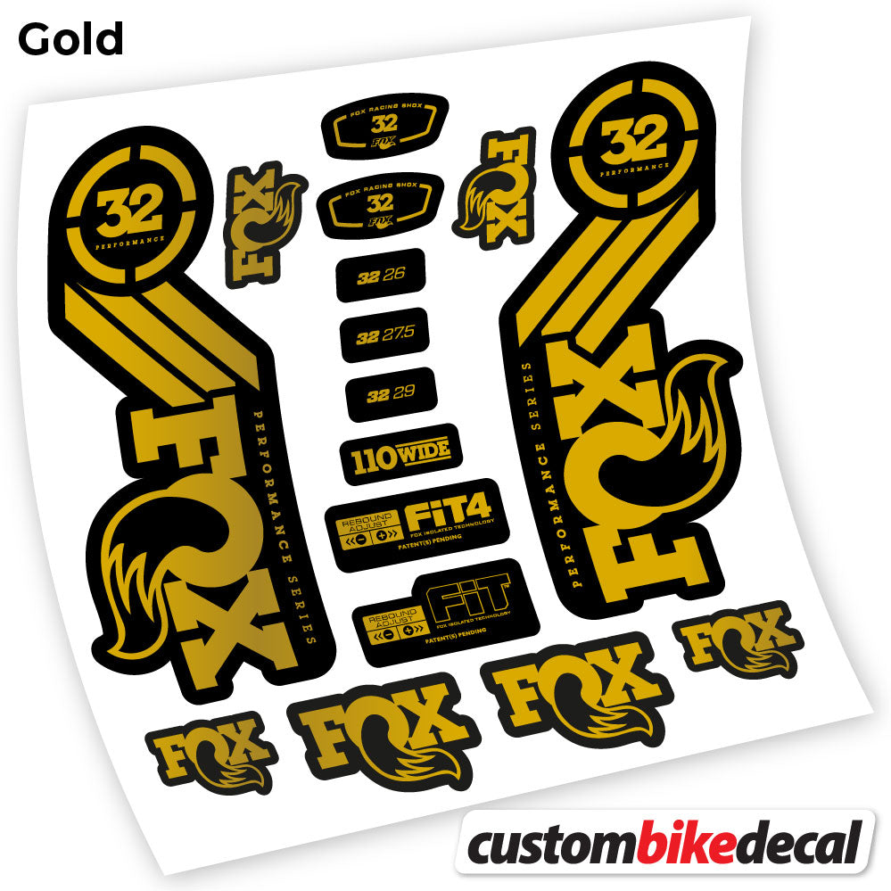 Gold decal for Fox 32 Performance 2016 fork – bike sticker vinyl