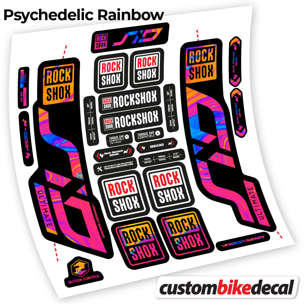 Psychedelic  Rainbow decal for Rock Shox Sid Ultimate 2020 fork – bike sticker vinyl