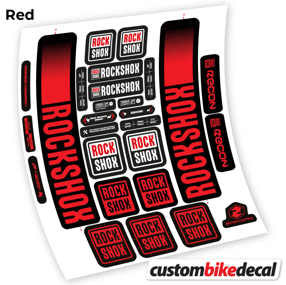 Red decal for Rock Shox Recon 2021 fork – bike sticker vinyl