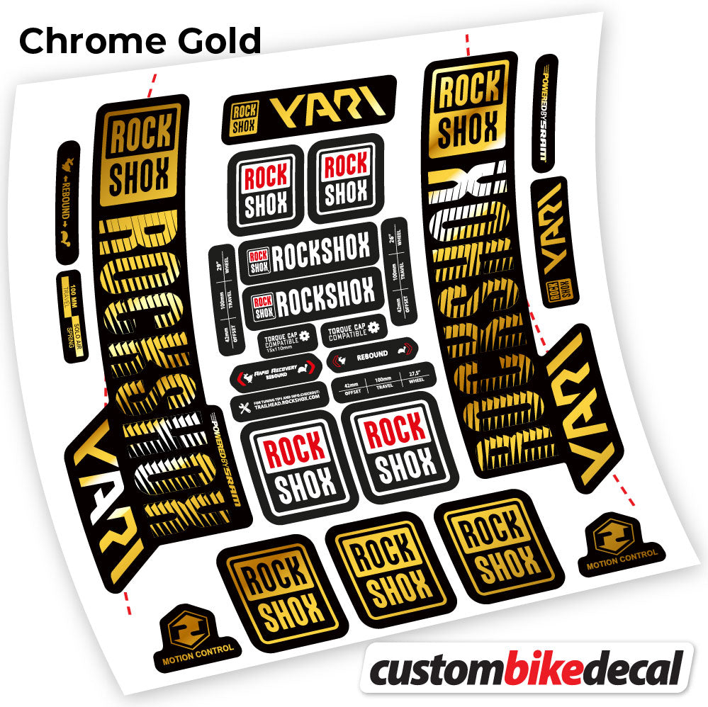 Chrome Gold decal for Rock Shox Yari 2018 fork – bike sticker vinyl