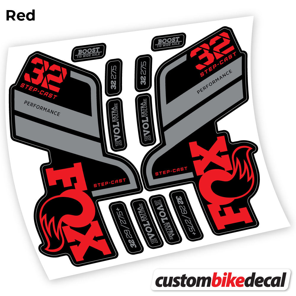 Red decal for Fox 32 SC Performance Step Cast 2021 fork – bike sticker vinyl