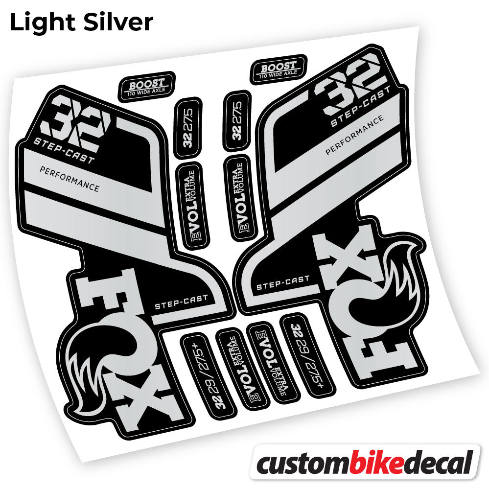 Light Silver decal for Fox 32 SC Performance Step Cast 2021 fork – bike sticker vinyl