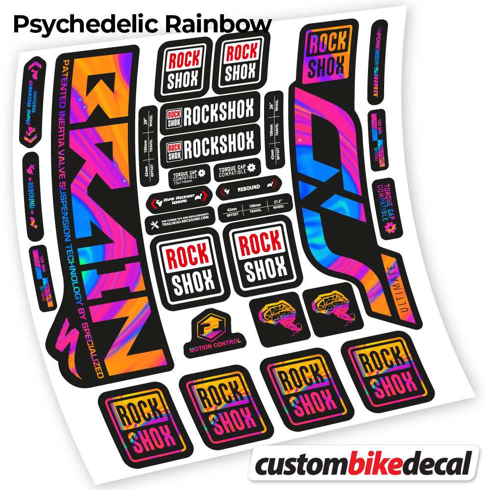 Psychedelic  Rainbow decal for Rock Shox Sid Brain Ultimate fork – bike sticker vinyl