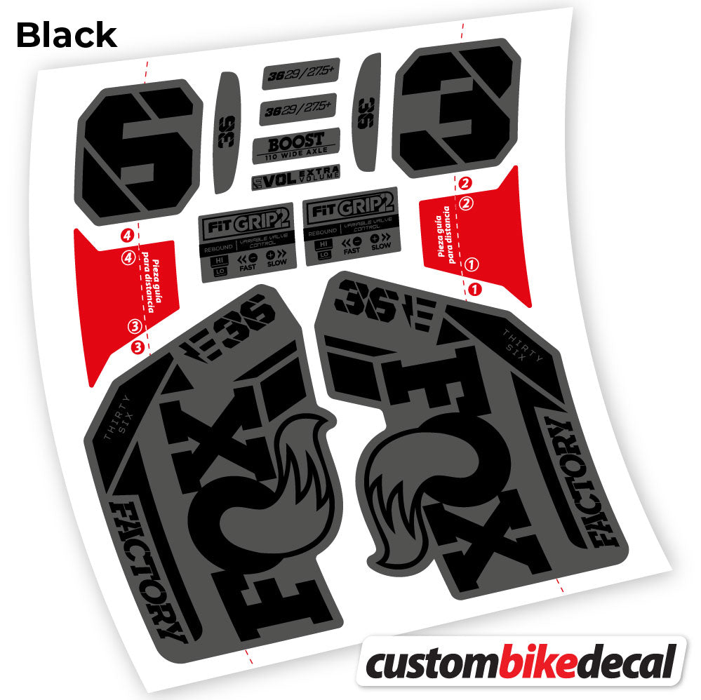 Matte Black+Gloss Black decal for Fox E-Bike Factory 2021 fork – bike sticker vinyl