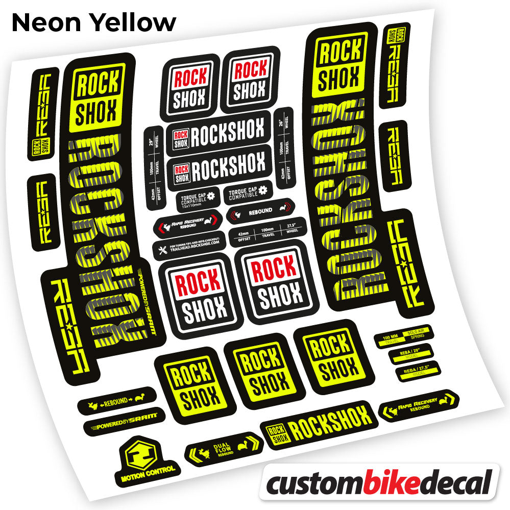 Neon Yellow decal for Rock Shox Reba 2019 fork 29" – bike sticker vinyl