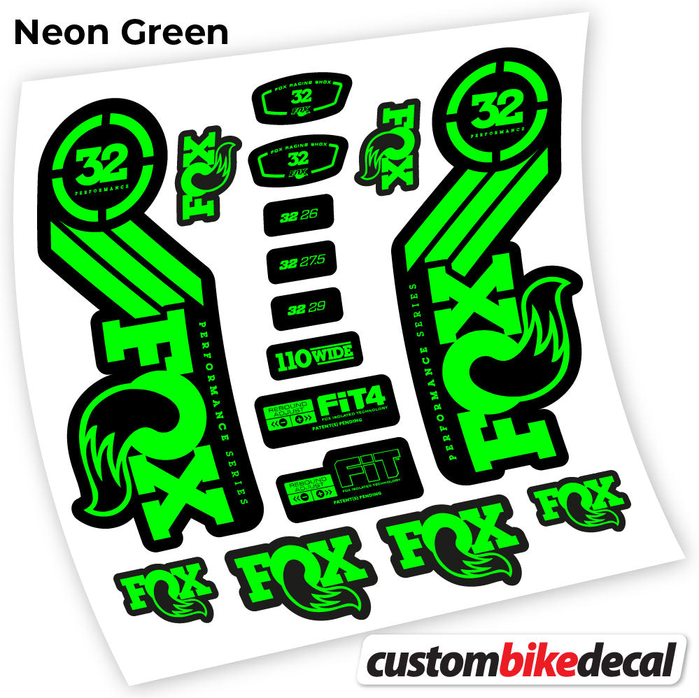 Neon Green decal for Fox 32 Performance 2016 fork – bike sticker vinyl