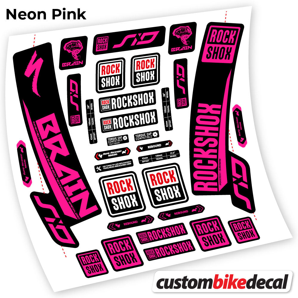 Neon Pink decal for Rock Shox Sid Brain 2018 fork – bike sticker vinyl