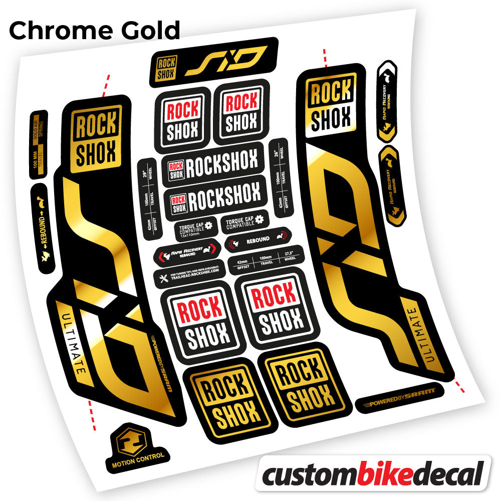 Chrome Gold decal for Rock Shox Sid Ultimate 2020 fork – bike sticker vinyl