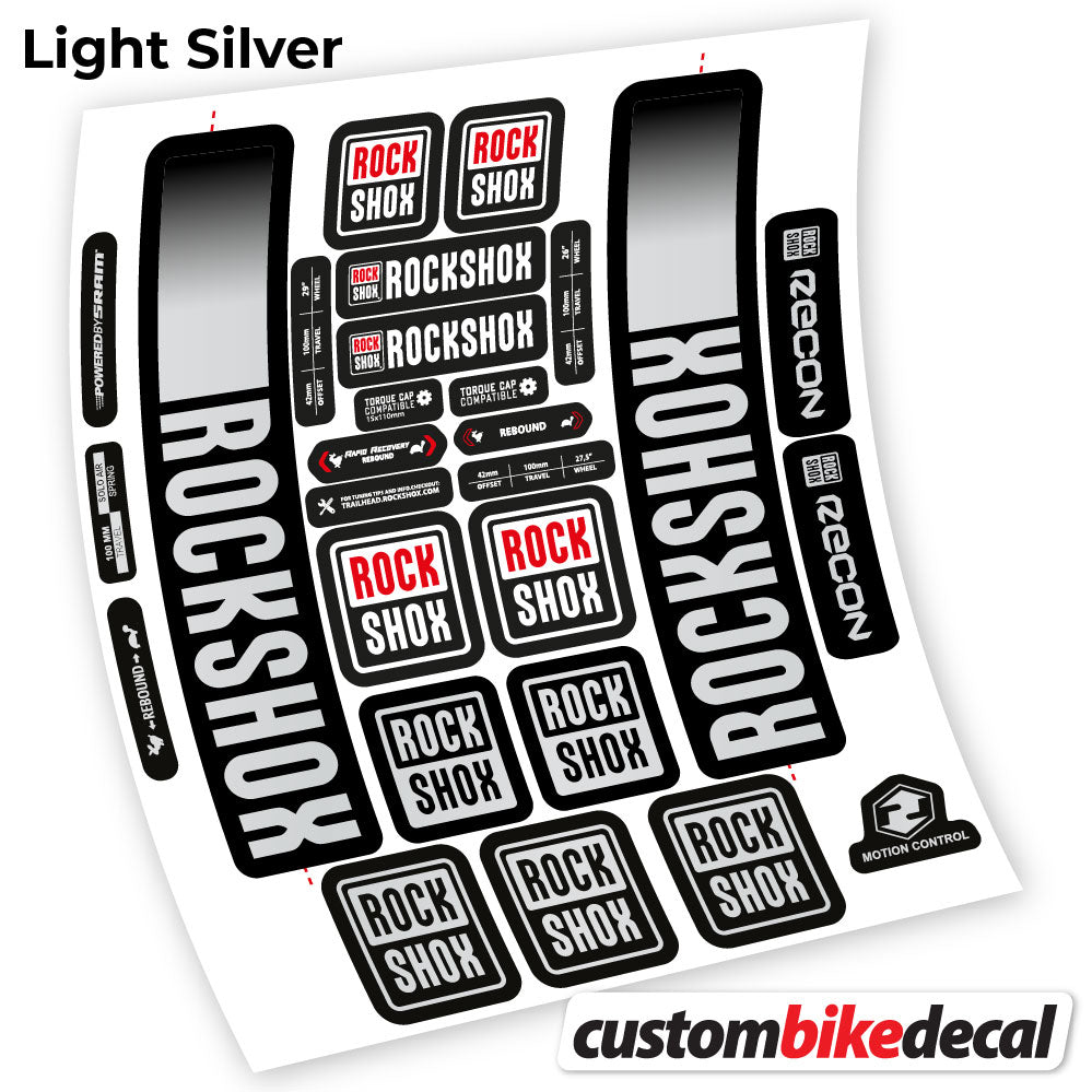 Light Silver decal for Rock Shox Recon 2021 fork – bike sticker vinyl