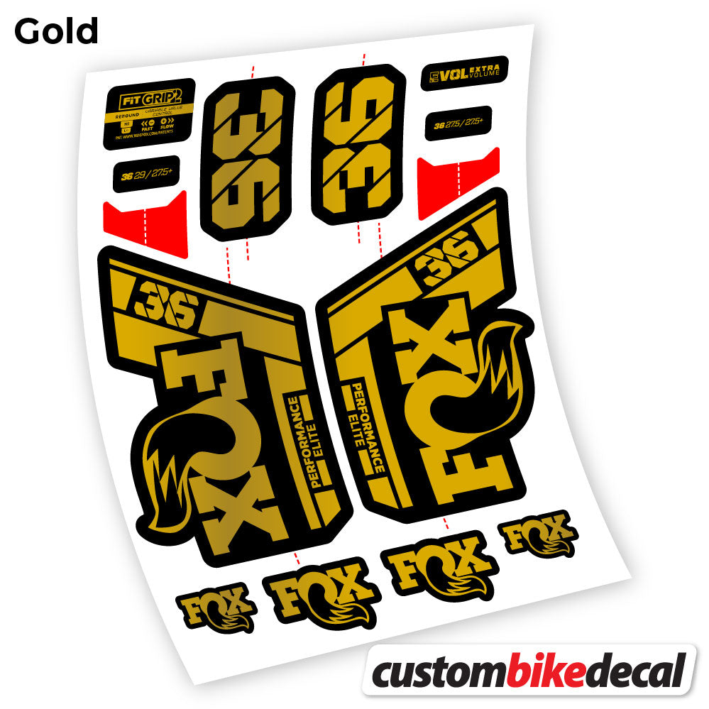 Gold decal for Fox 36 Performance Elite 2021 fork – bike sticker vinyl