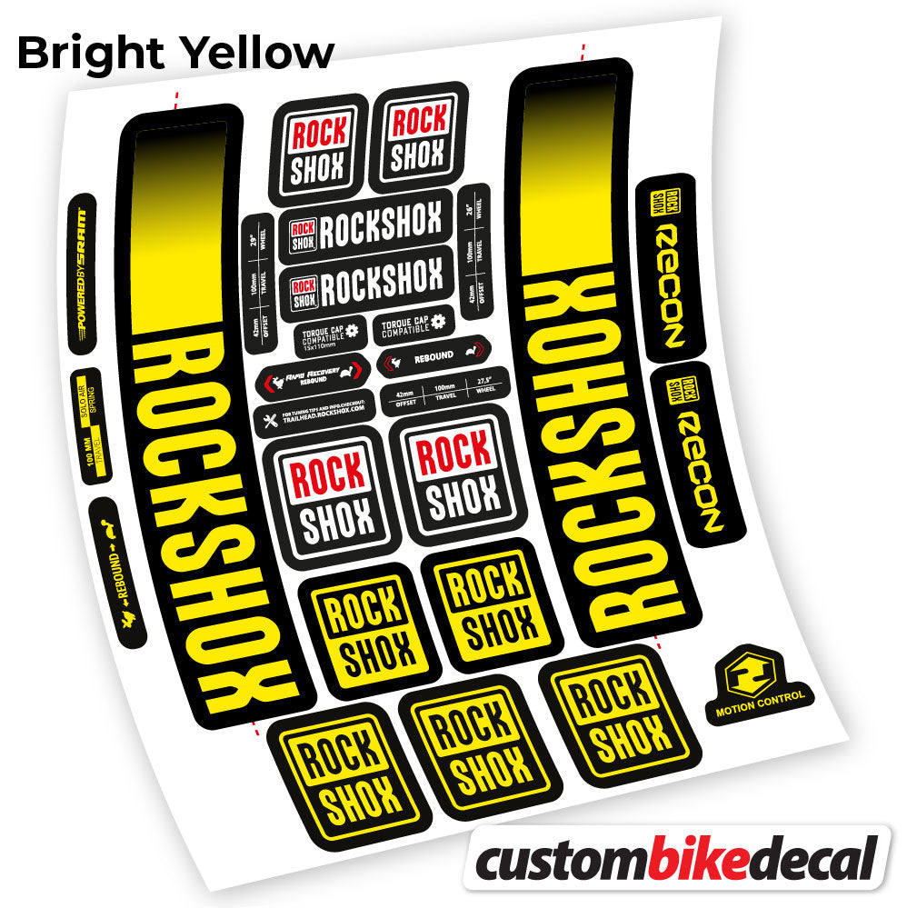 Yellow decal for Rock Shox Recon 2021 fork – bike sticker vinyl