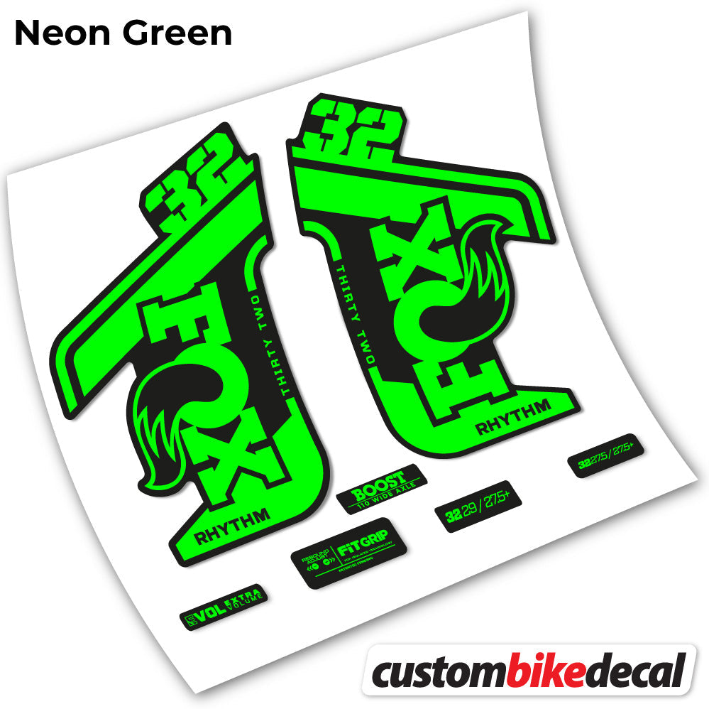 Neon Green decal for Fox Rhythm fork – bike sticker vinyl