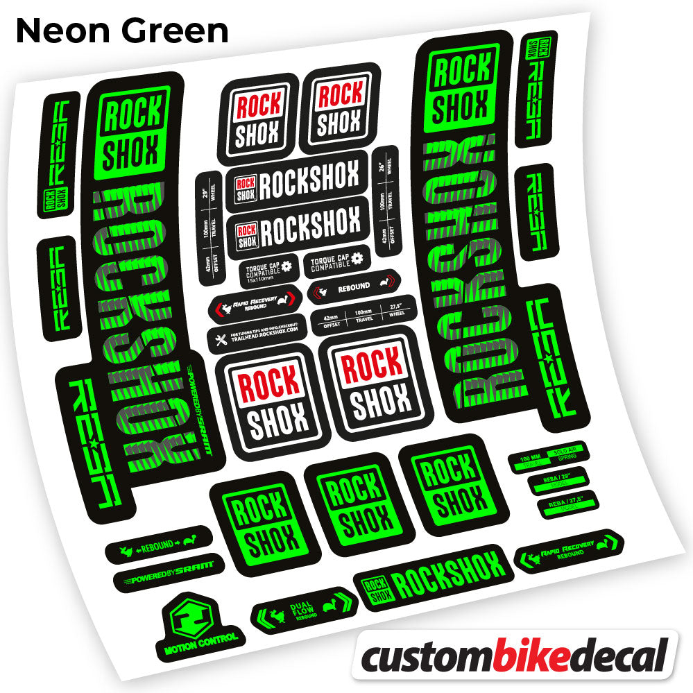 Neon Green decal for Rock Shox Reba 2019 fork 29" – bike sticker vinyl