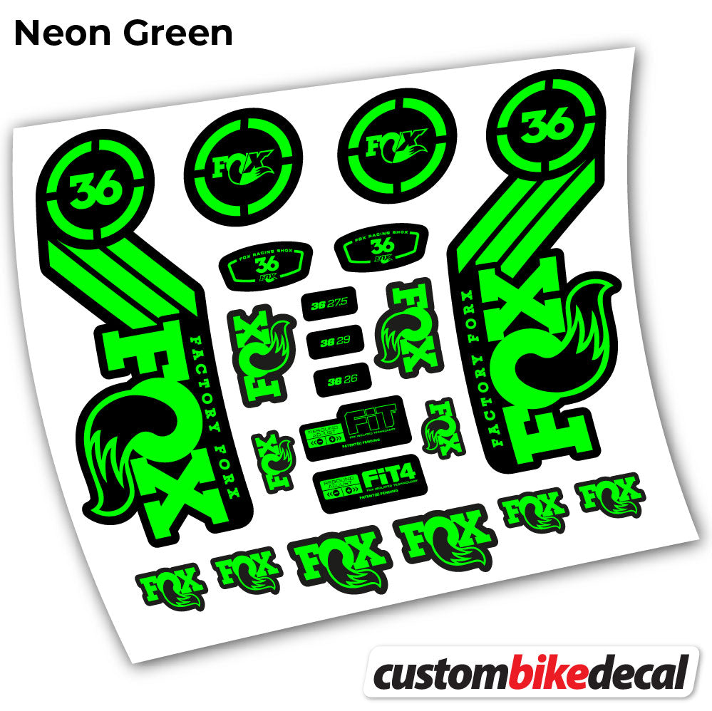 Neon Green decal for Fox 36 Heritage 2016 fork – bike sticker vinyl