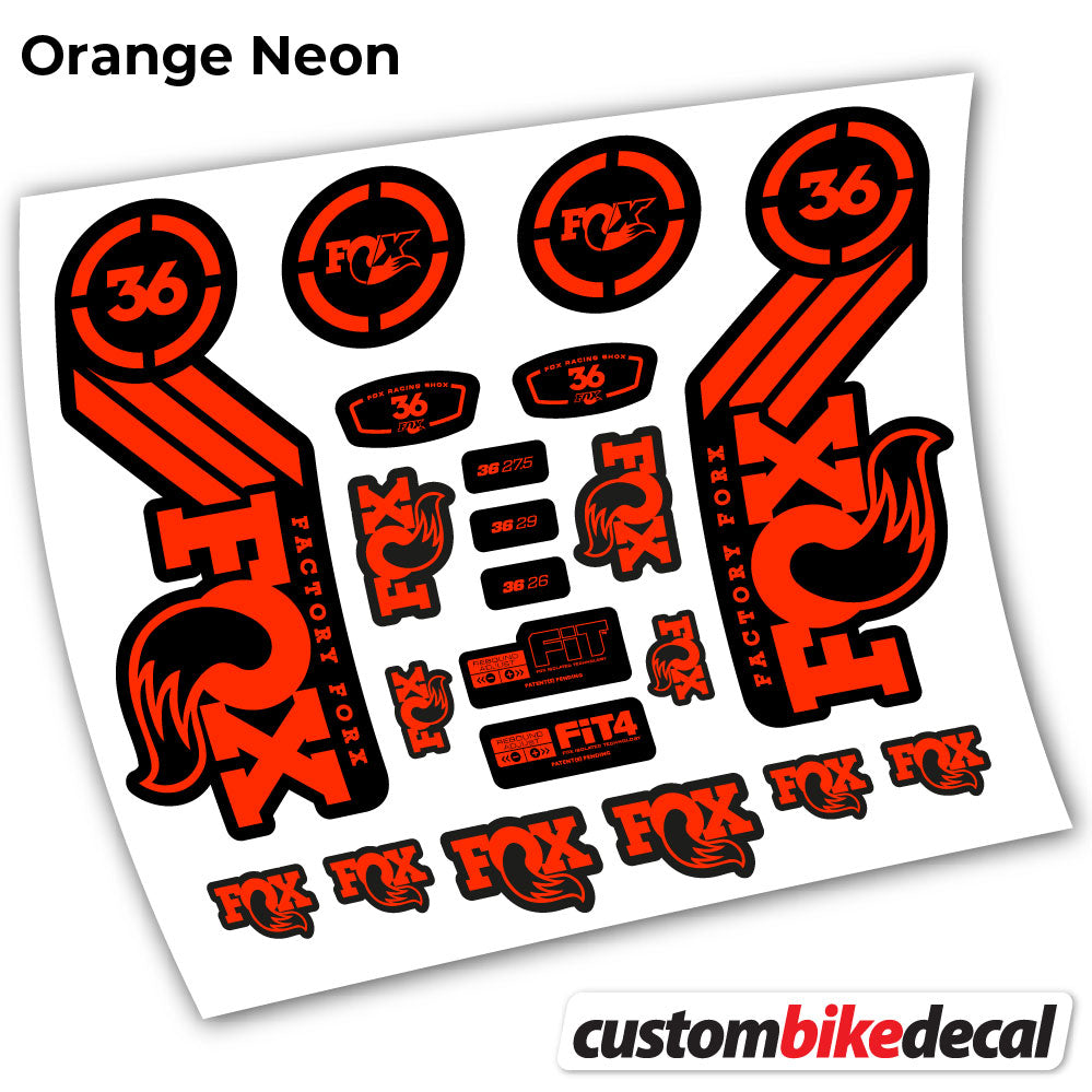 Orange Neon decal for Fox 36 Heritage 2016 fork – bike sticker vinyl