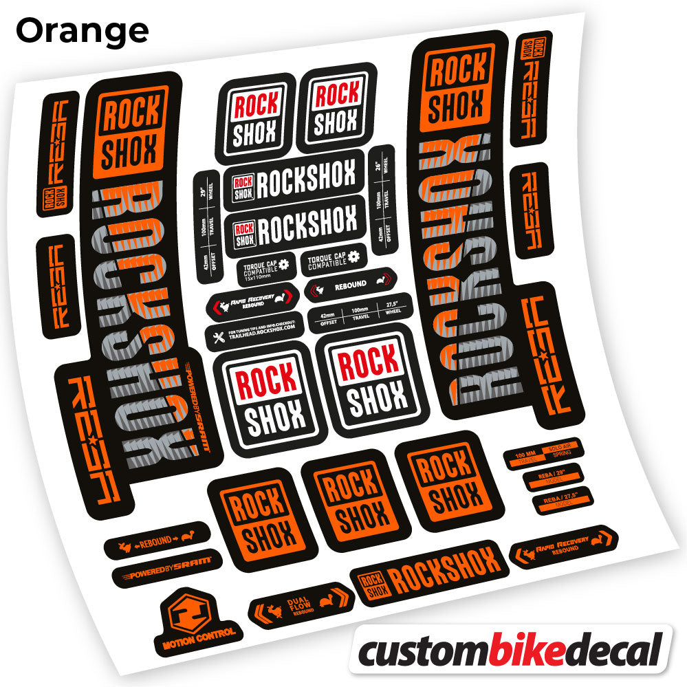 Orange decal for Rock Shox Reba 2019 fork 29" – bike sticker vinyl