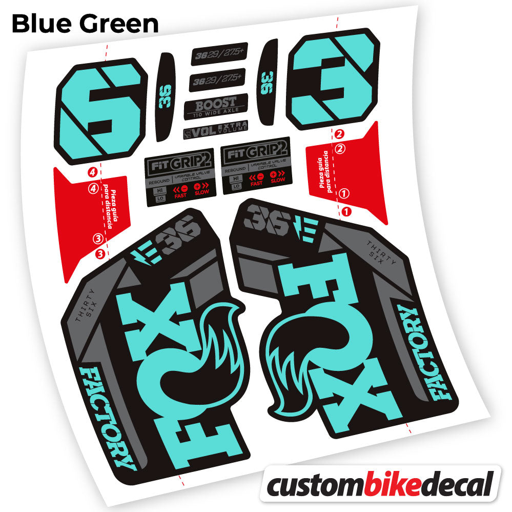 Blue Green decal for Fox E-Bike Factory 2021 fork – bike sticker vinyl