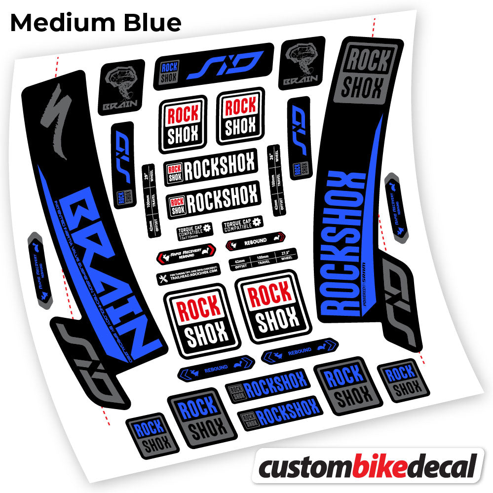 Medium Blue decal for Rock Shox Sid Brain 2018 fork – bike sticker vinyl