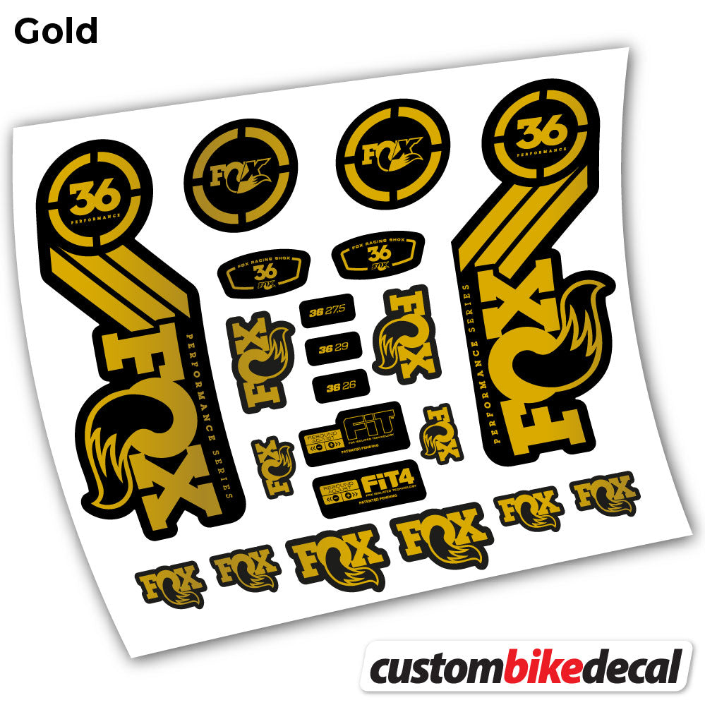 Gold decal for . Fox 36 Performance 2016 fork – bike sticker vinyl