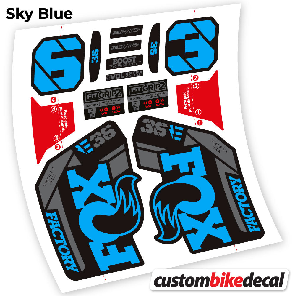 Sky Blue decal for Fox E-Bike Factory 2021 fork – bike sticker vinyl