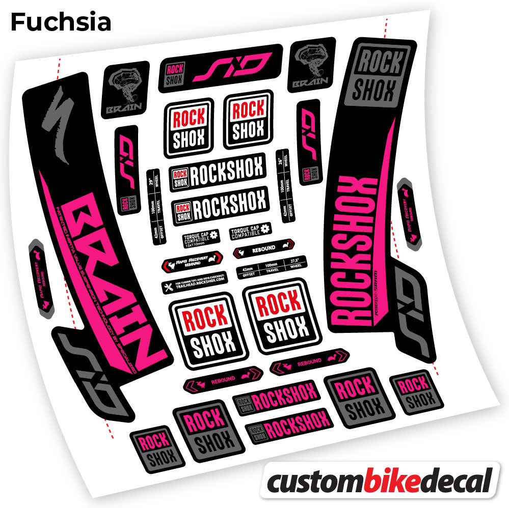 Fuchsia decal for Rock Shox Sid Brain 2018 fork – bike sticker vinyl