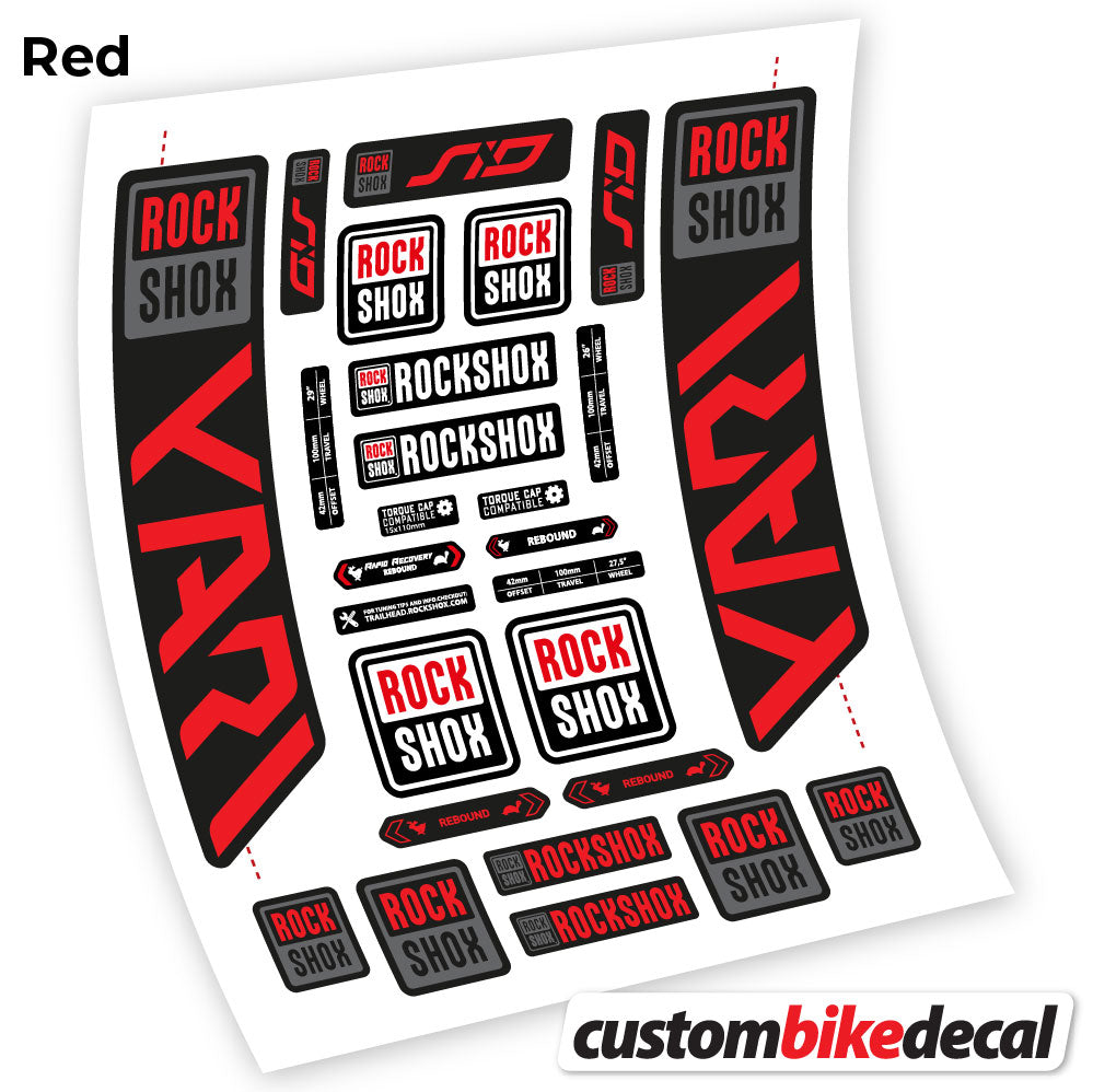 Red decal for Rock Shox Yari 2021 fork – bike sticker vinyl