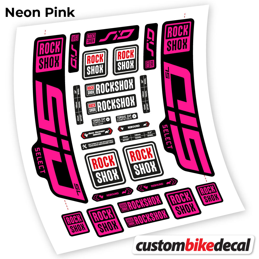 Neon Pink decal for Rock Shox Sid Select SL 2021 fork 29" – bike sticker vinyl