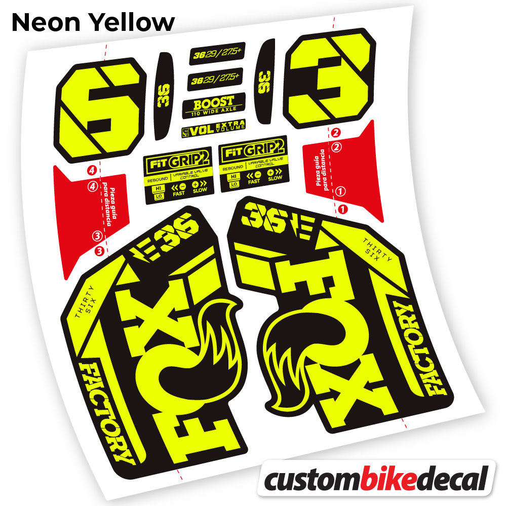 Neon Yellow decal for Fox E-Bike Factory 2021 fork – bike sticker vinyl