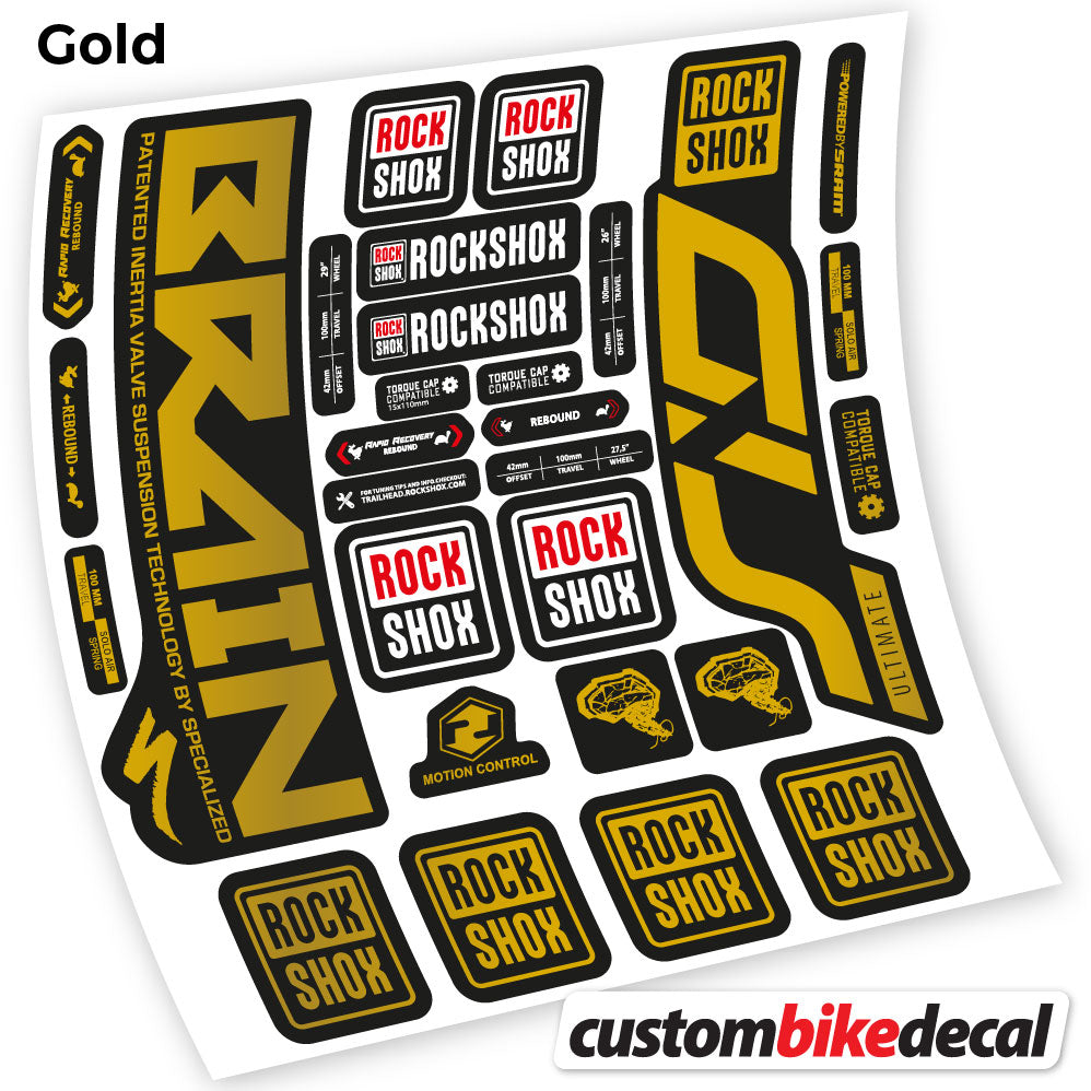 Gold decal for Rock Shox Sid Brain Ultimate fork – bike sticker vinyl