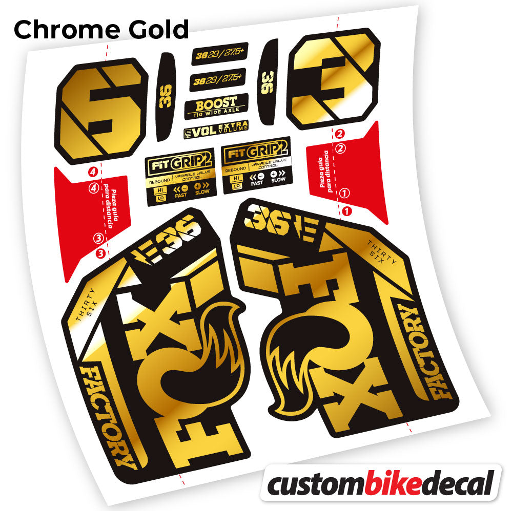 Chrome Gold decal for Fox E-Bike Factory 2021 fork – bike sticker vinyl