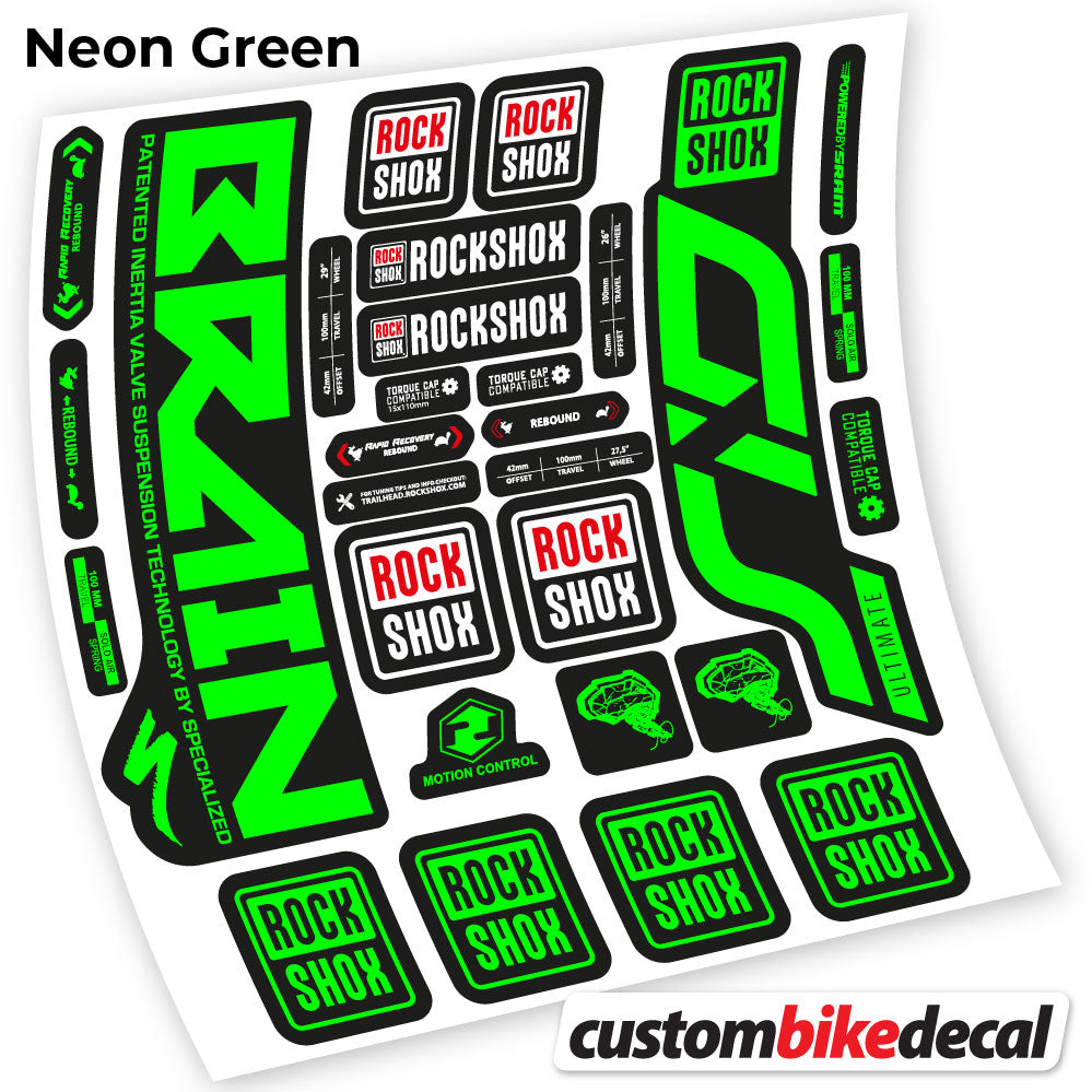 Neon Green decal for Rock Shox Sid Brain Ultimate fork – bike sticker vinyl