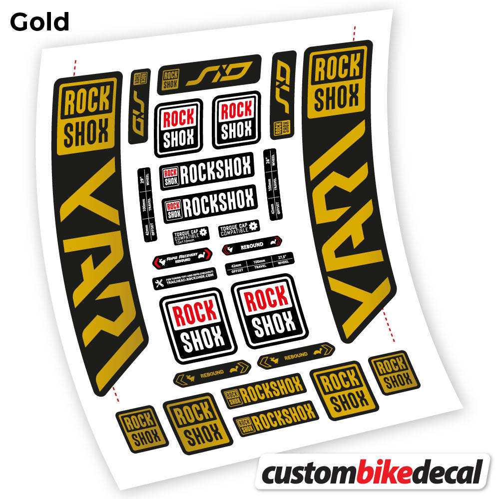 Gold decal for Rock Shox Yari 2021 fork – bike sticker vinyl