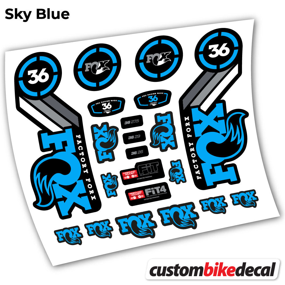 Sky Blue decal for Fox 36 Heritage 2016 fork – bike sticker vinyl