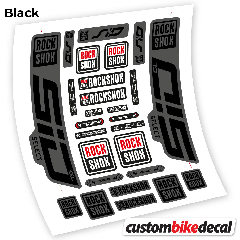 Matte Black+Gloss Black decal for Rock Shox Sid Select SL 2021 fork 29" – bike sticker vinyl
