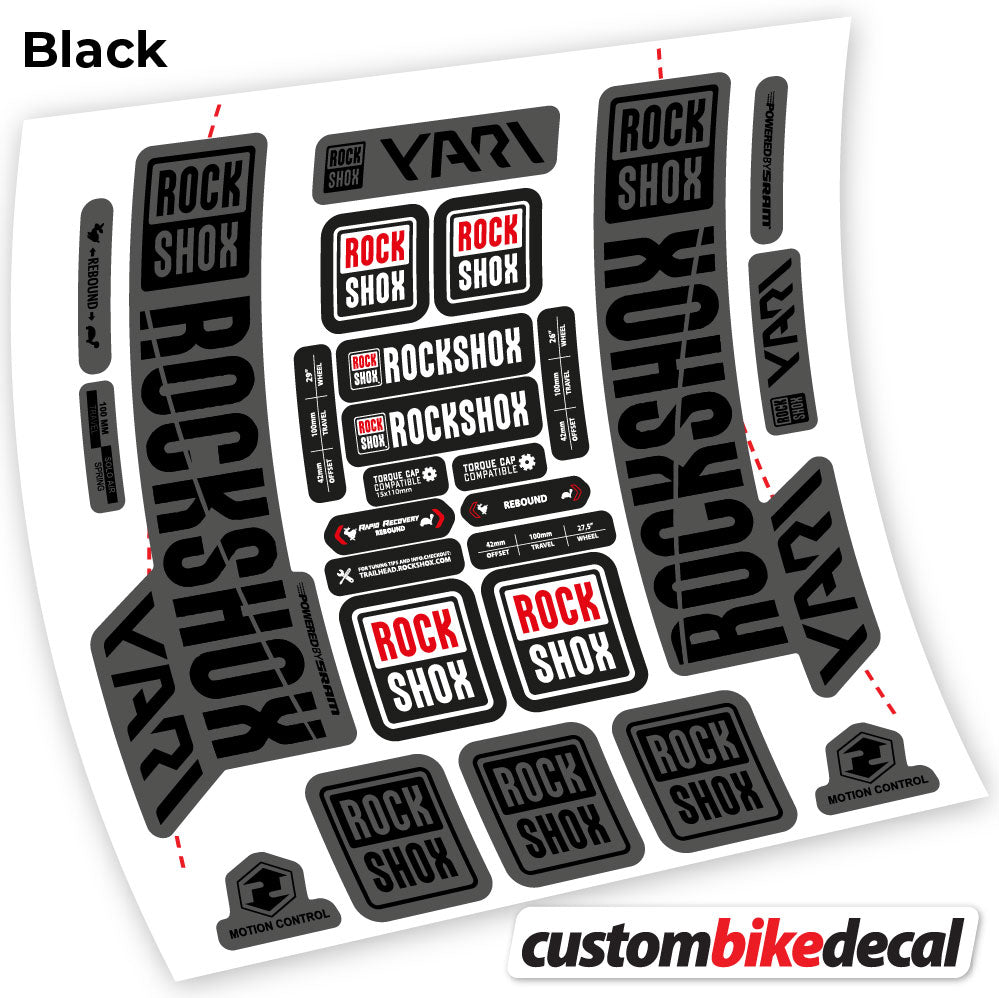 Matte Black+Gloss Black decal for Rock Shox Yari 2018 fork – bike sticker vinyl