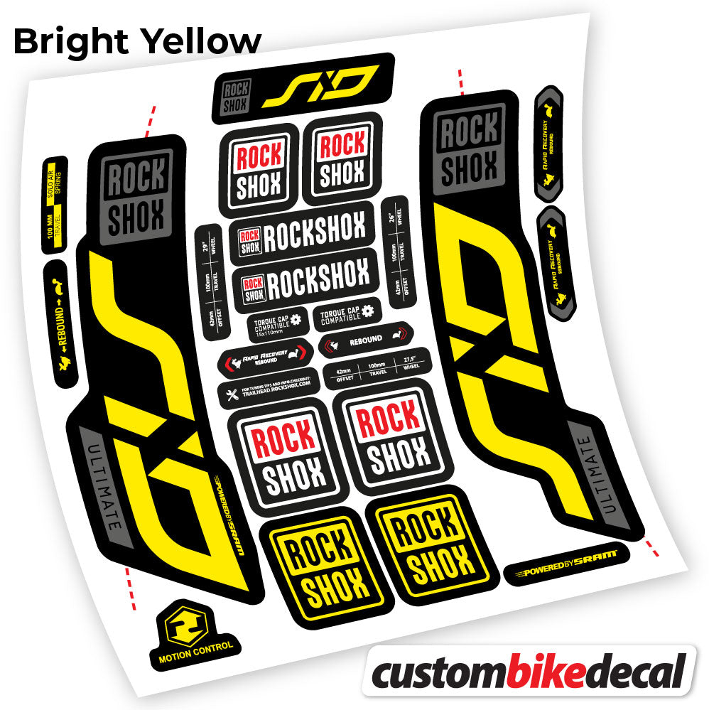 Yellow decal for Rock Shox Sid Ultimate 2020 fork – bike sticker vinyl