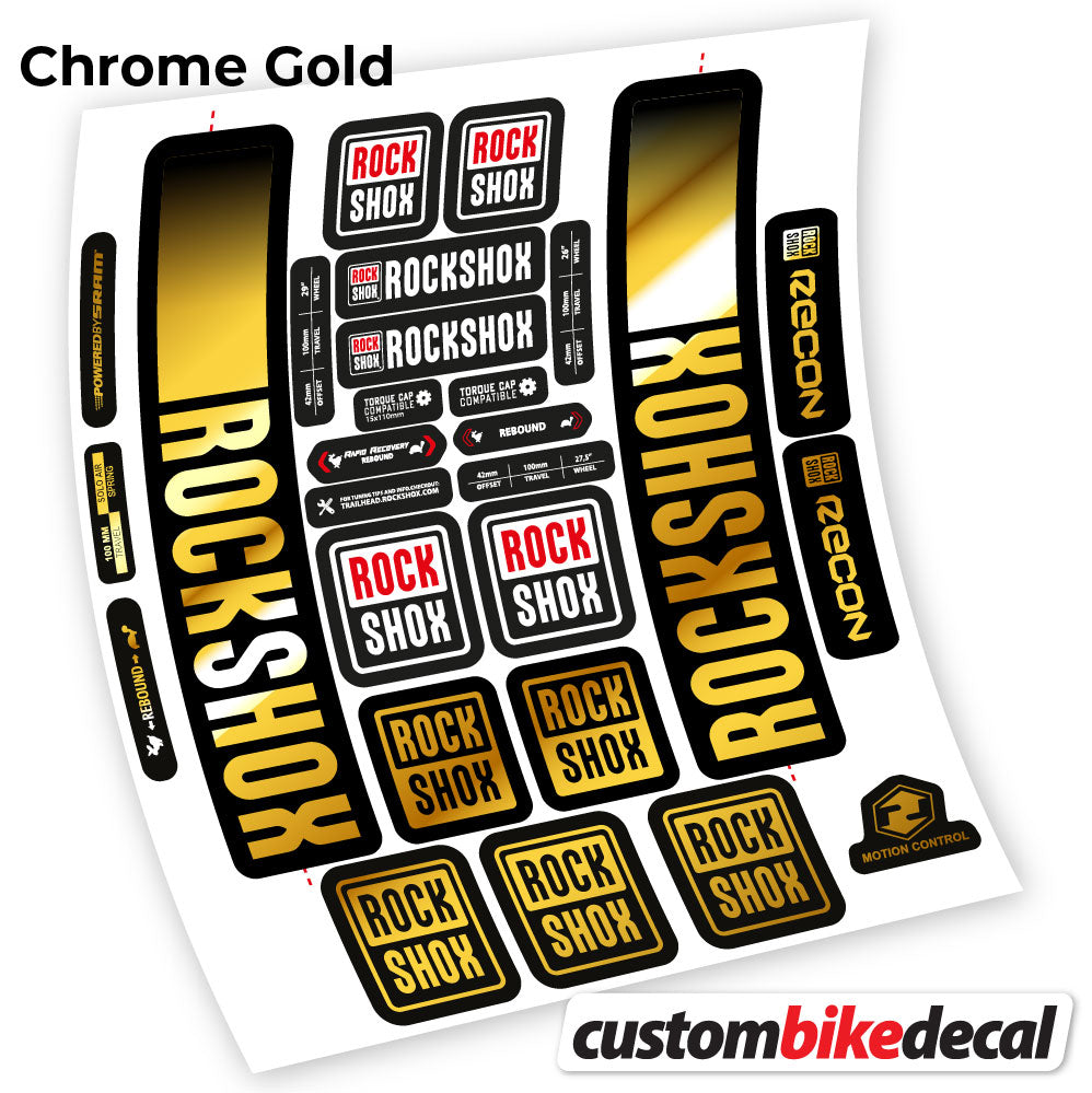 Chrome Gold decal for Rock Shox Recon 2021 fork – bike sticker vinyl